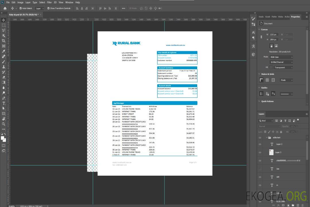 Modèle de relevé de la Banque rurale d'Australie facile à remplir au format Excel et PDF template
